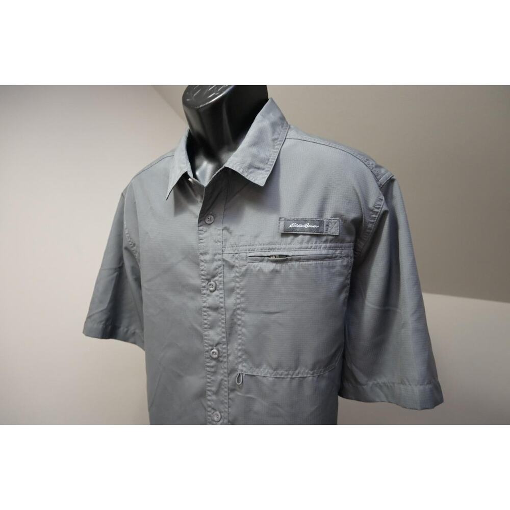 Eddie Bauer Vented Button Up Camp Shirt Breathable Gray Mens Size XL